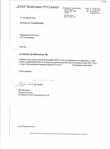 Letter dated 18 December 2003 replying to Angel Marina from Jillian Morphett.