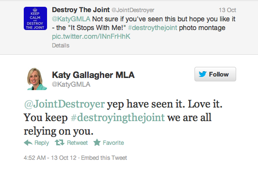 Katy Gallagher Tweet DtJ