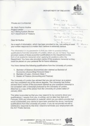 Stand down of the Indigenous Commissioner for Revenue, Page 1 of 2.
