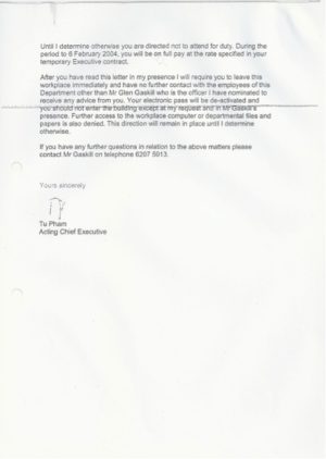 Stand down of the Indigenous Commissioner for Revenue, Page 2 of 2.