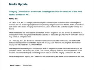 ACT Integrity Commission, blinkered and bound