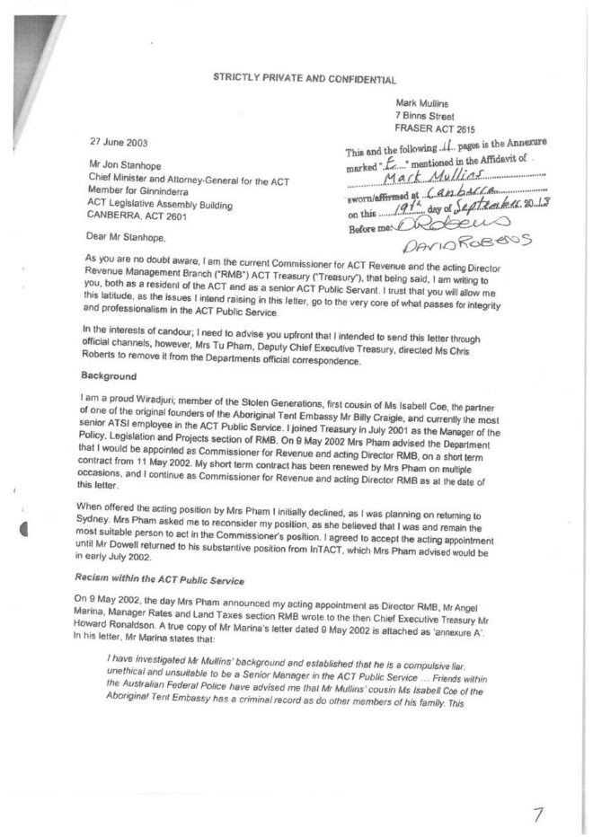 Page 1 of the Mullins PID, dated 27 June 2003.