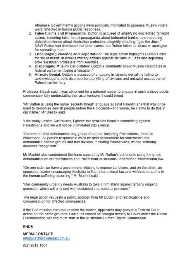 Letter dated 25 November 2024 from Birchgrove Legal to Peter Dutton. Page 2 of 2.