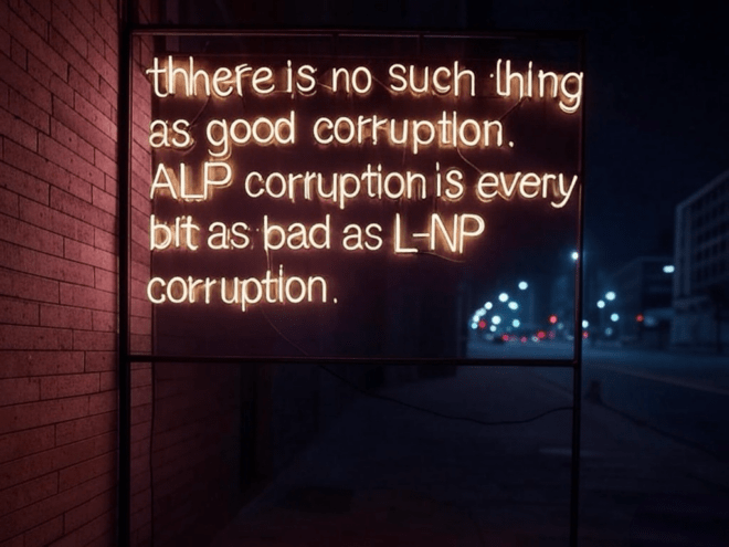 There is no such thing as good corruption. ALP corruption is every bit as bad as LNP corruption.