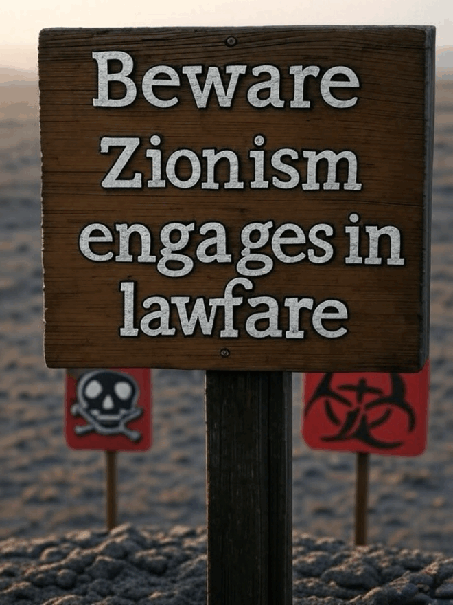 Beware Zionism engages in lawfare.