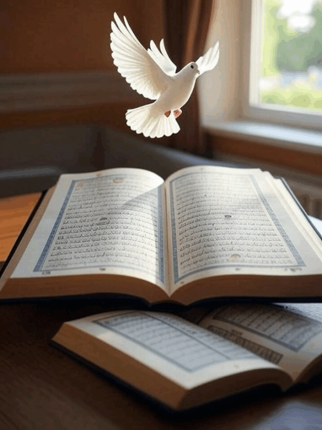 Books open with Hebrew writing.