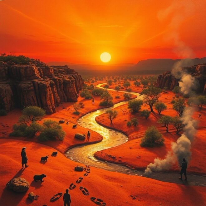 River winding through a red outback.