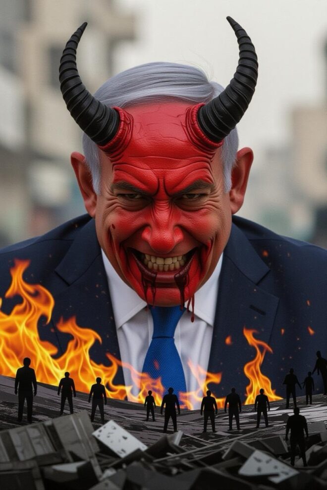 Netanyahu with horns