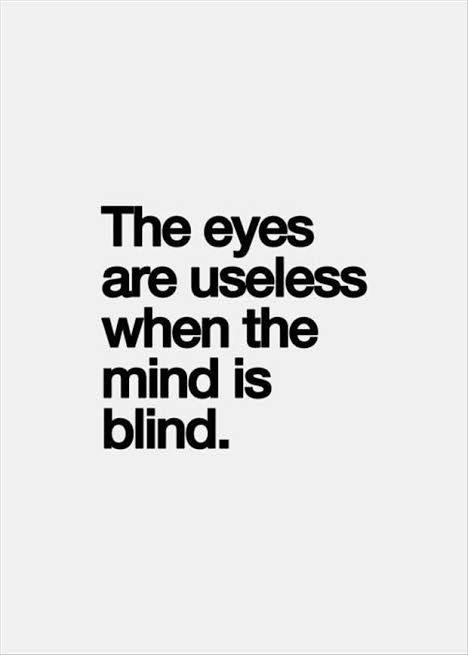 The eyes are useless when the mind is blind.