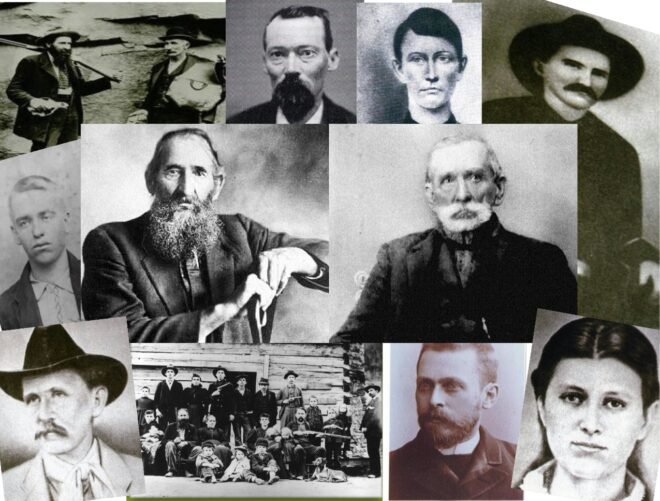 Montage of the Hatfields and the McCoys.