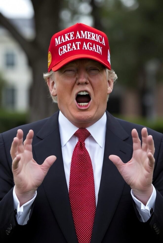 Donald Trump wearing a MAGA cap