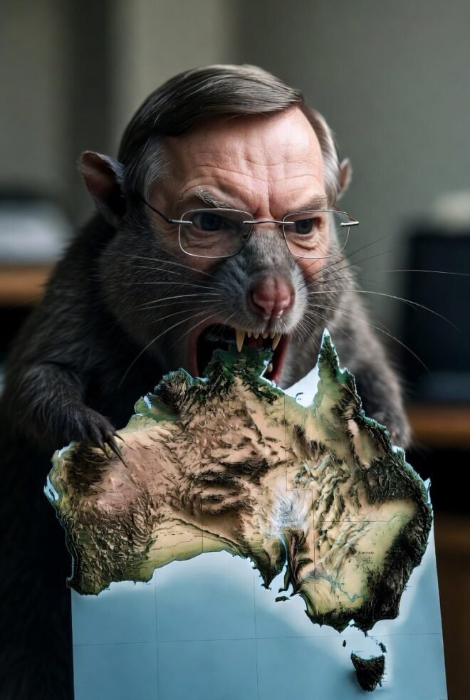 Rat Howard eating Australia