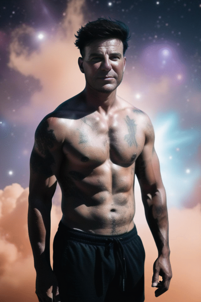 Bakchos with a night sky.