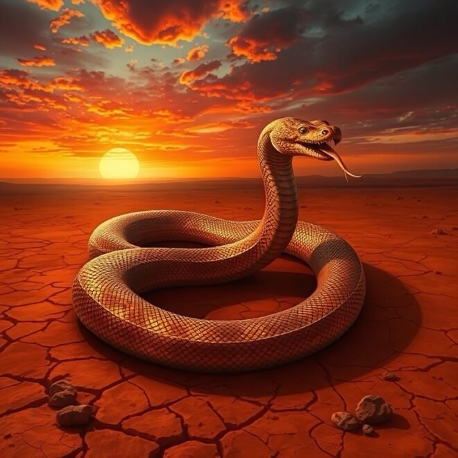 A snake on a desert plain.