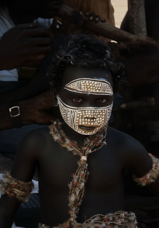 A Yolngu person with facial painting.