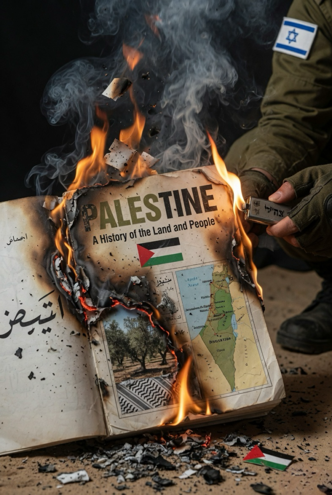 A book about Palestine burning