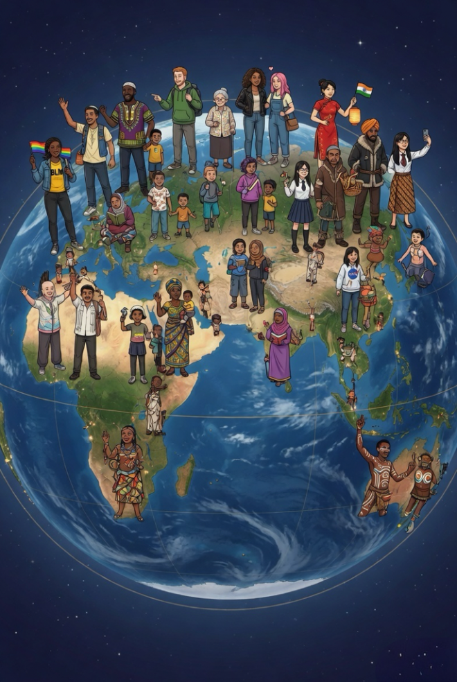 A multitude of people around the world.
