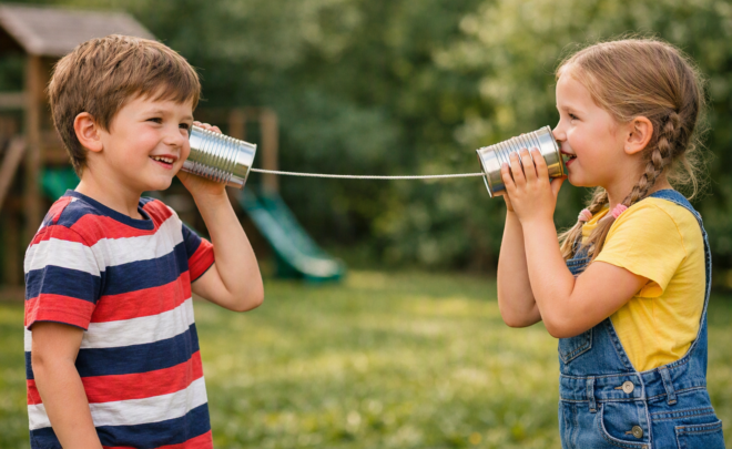 Being deaf prevents children from hearing through tin cans connected by string, a division hearing children do not live with.