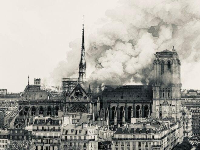 Notre Dame on fire