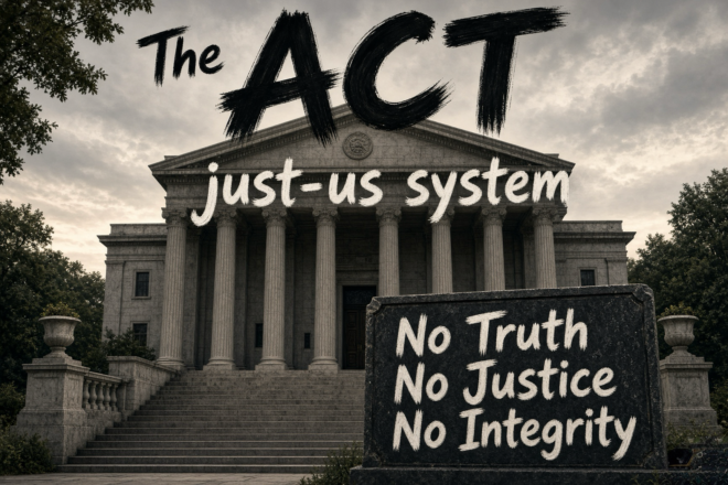 The ACT just-us system. No truth. No justice. No integrity. No affidavit.