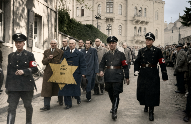 Jews being rounded up by Nazis. Racism is Everyone's Business.