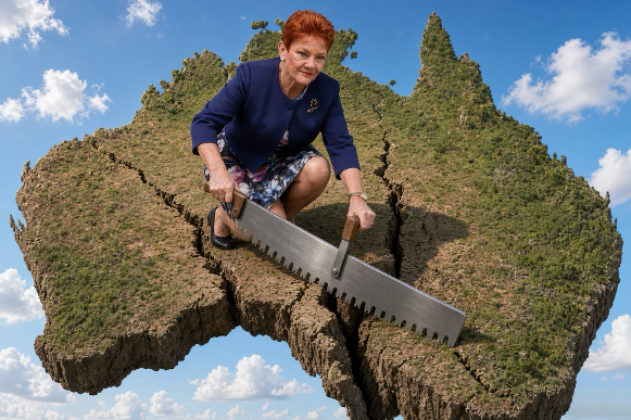Pauline Hanson, wannabe Prime Minister, dividing the country,